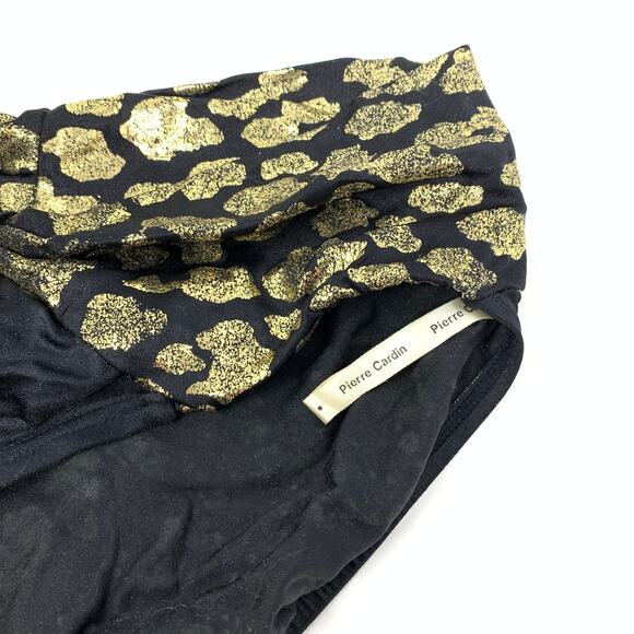VTG Pierre Cardin Women's Sz 12 Leopard Print Hi Waist Bikini Bottom Gold/Black - Picture 3 of 5